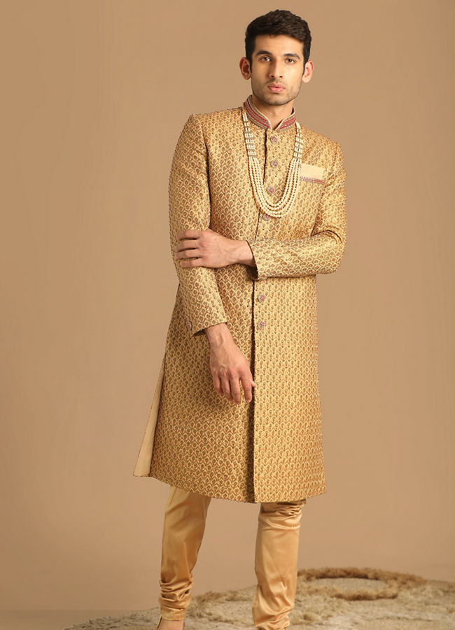 alt message - Manyavar Men Classy Fawn Sherwani image number 1